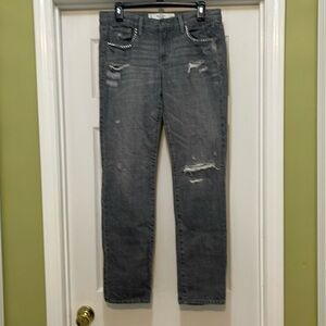 Abercrombie & Fitch - gray distressed jeans with silver embellishments- size 6